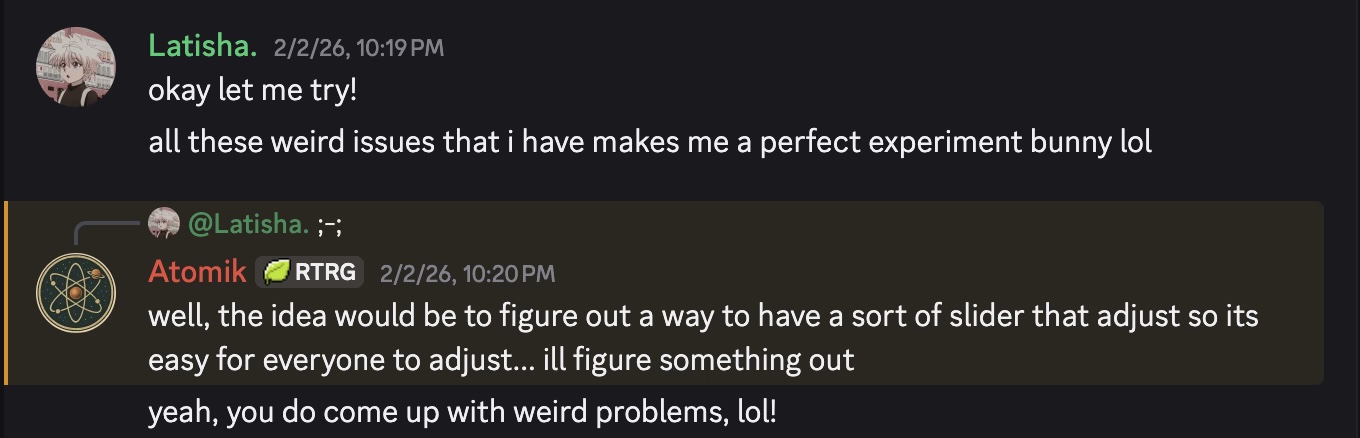 atomikspace helping on Discord